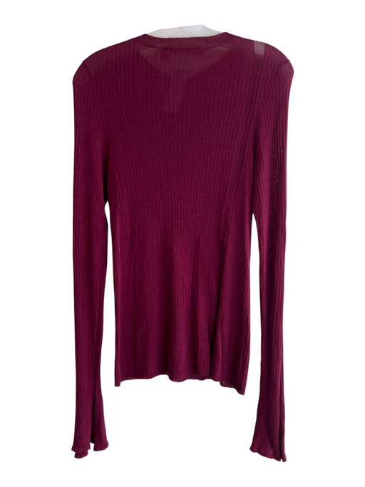 Victoria Beckham Size Est Small Burgundy No Fabric Tag Ribbed Long Sleeve Top Burgundy / Est Small