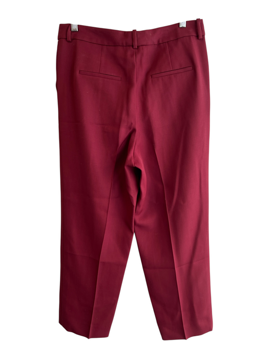 Victoria Beckham Size 8 Maroon Wool Button Fly Side Pocket Pleat Detail Pants Maroon / 8