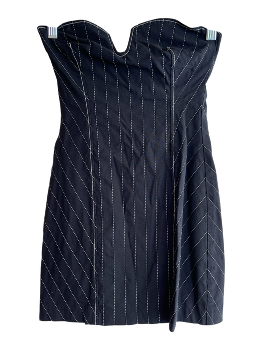 Zara Size Small Black No Fabric Tag Strapless Back Zip Pin Stripe Dress Black / Small