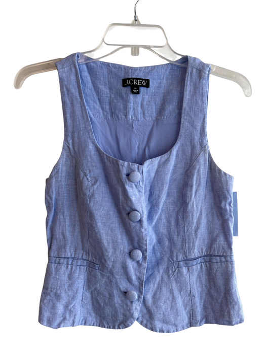 J Crew Size 00 Light Blue Linen Sleeveless Scoop Neck Front Button Top Light Blue / 00