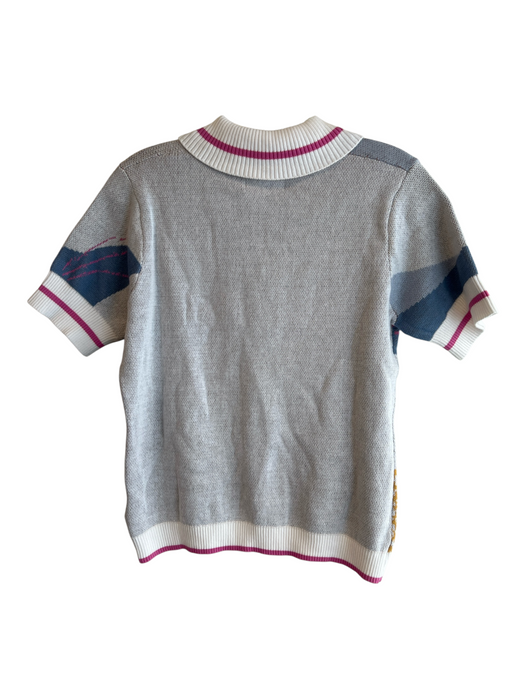 Cynthia Rowley Size Small Blue, Green & Multi Cotton Short Sleeve 1/4 Zip Top Blue, Green & Multi / Small
