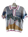 Cynthia Rowley Size Small Blue, Green & Multi Cotton Short Sleeve 1/4 Zip Top Blue, Green & Multi / Small