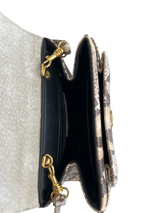 Frenchy of California snake print Reptile Top Handle Crossbody Gold Feet Bag snake print / Small