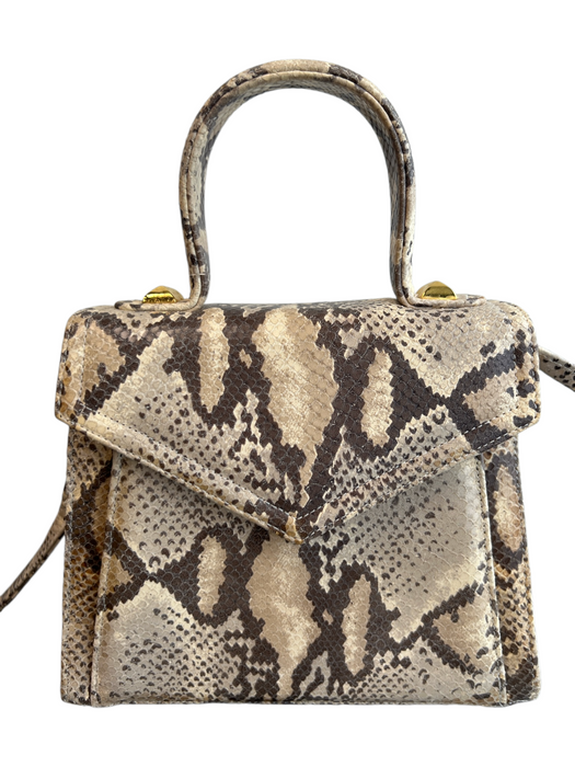 Frenchy of California snake print Reptile Top Handle Crossbody Gold Feet Bag snake print / Small