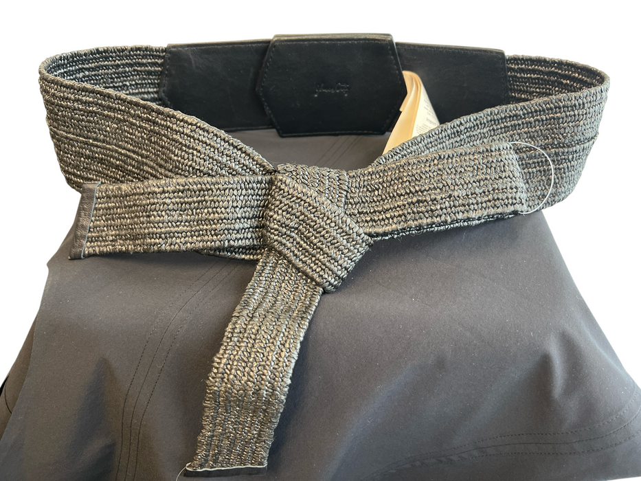 Johanna Ortiz Black Polypropylene Snap Button Tie Detail Woven Belts Black / M