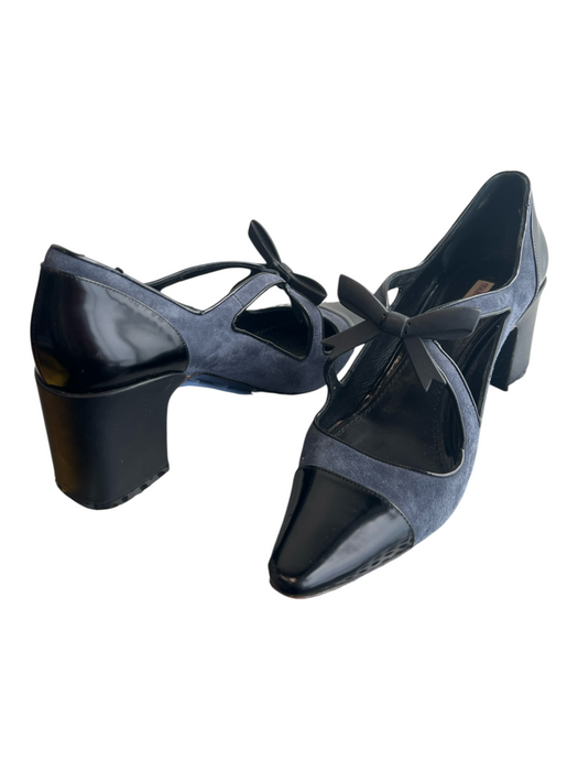 Fabrizio Viti Shoe Size 38 Blue Suede Mary Jane Pointed Toe Heel Shoes Blue / 38