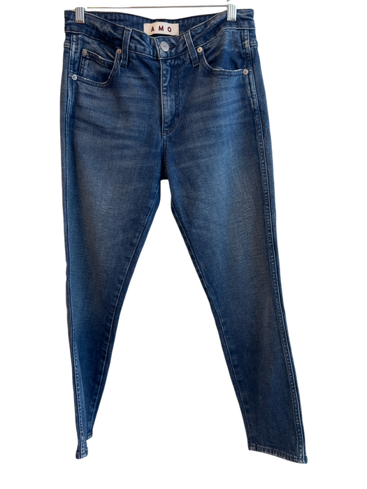 AMO Size 29 Medium Wash Cotton Button Fly High Rise 5 Pocket Whiskering Jeans Medium Wash / 29