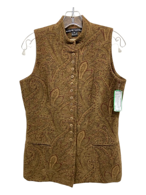 Ralph Lauren Black Size 12 Green & Multi Cotton & Wool Paisley Print Vest Green & Multi / 12