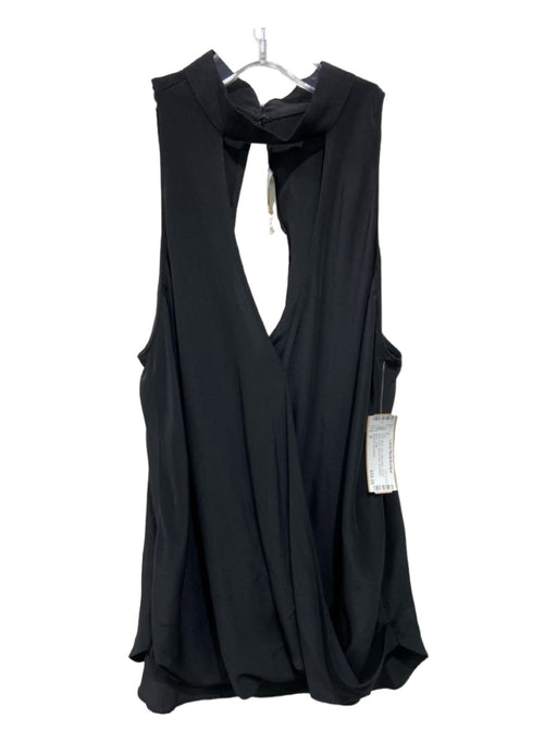 Amanda Uprichard Size M Black Silk Sleeveless Cutout Mock Neck Bubble Hem Top Black / M