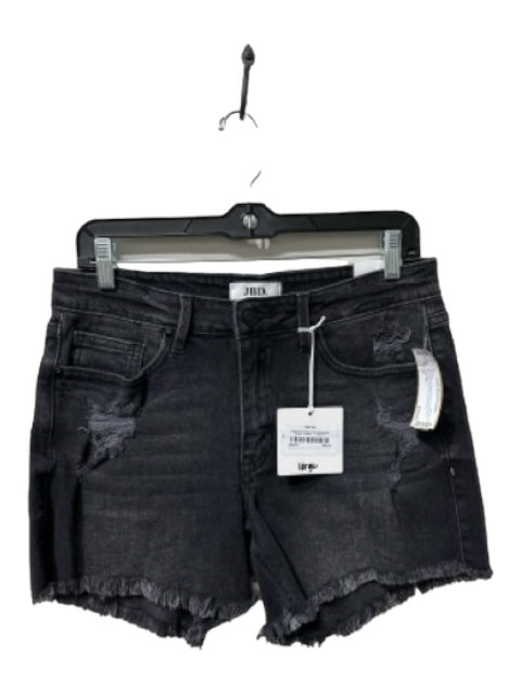 JBD Size L Black Cotton Denim Distressed Mid Thigh Raw Hem Shorts Black / L