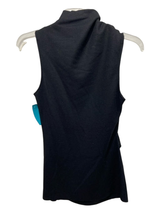 Helmut Lang Size Small Black Wool Side Ruching Cowl Mock Neck Sleeveless Top Black / Small