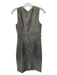 Elie Tahari Size 4 Gray Lamb Suede Tank Whipstitch Fringe V Neck Dress Gray / 4