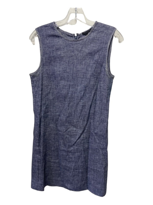 Theory Size 2 Blue Linen & Viscose Chambray Tank Back Zip Dress Blue / 2