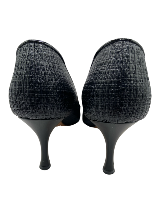 Manolo Blahnik Shoe Size 36.5 Black Woven Leather Pointed Toe Stiletto Pumps Black / 36.5