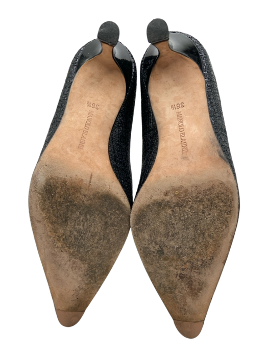 Manolo Blahnik Shoe Size 36.5 Black Woven Leather Pointed Toe Stiletto Pumps Black / 36.5