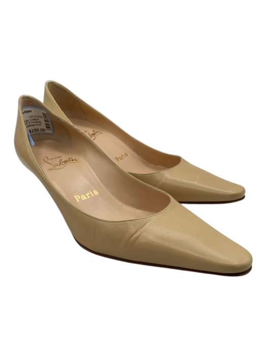 Christian Louboutin Shoe Size 36.5 Cream Beige Leather Pointed Toe Pumps Cream Beige / 36.5