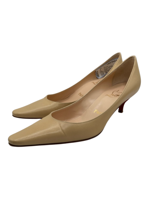 Christian Louboutin Shoe Size 36.5 Cream Beige Leather Pointed Toe Pumps Cream Beige / 36.5