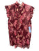 Zimmermann Size 0 Red, Pink, Yellow Silk Ruffle Cap Sleeve Floral Split Neck Top Red, Pink, Yellow / 0