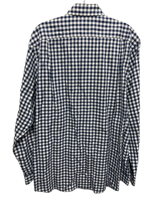Polo Size L Blue & White Cotton Gingham Button up Men's Long Sleeve Shirt Blue & White / L