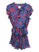 Misa Size XS Blue & Pink Polyester Floral Sleeveless Ruffle V Neck Dress Blue & Pink / XS
