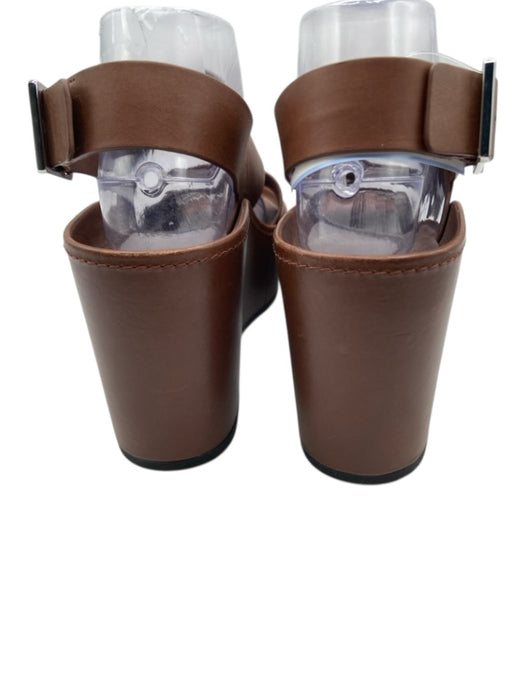 Vince Shoe Size 7.5 Brown Leather Upper Two Strap Platform Ankle Buckle Sandals Brown / 7.5