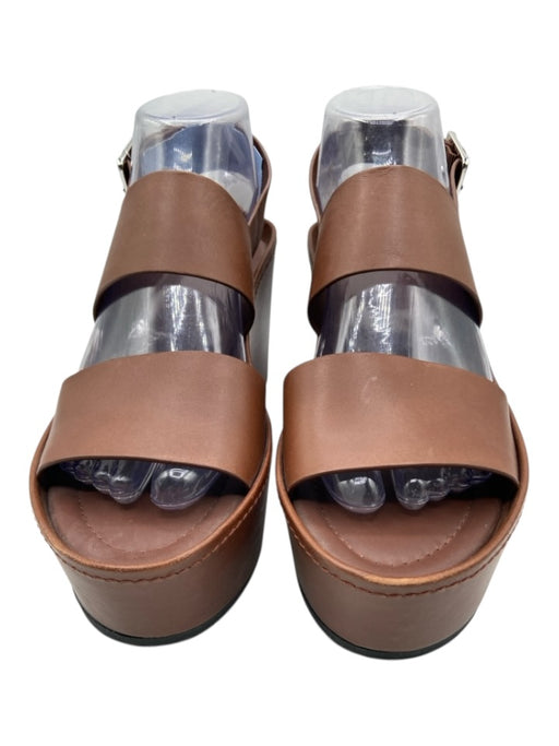 Vince Shoe Size 7.5 Brown Leather Upper Two Strap Platform Ankle Buckle Sandals Brown / 7.5