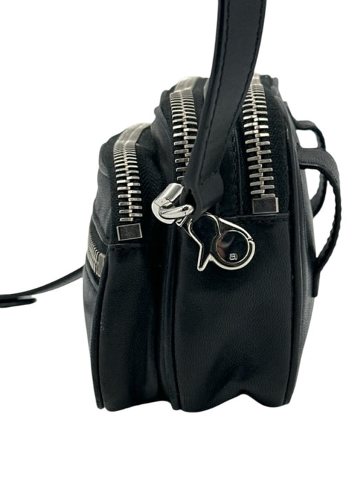 Alexander Wang Black & Silver Leather Zippers Rectangle Crossbody Belt Bag Bag Black & Silver / Mini