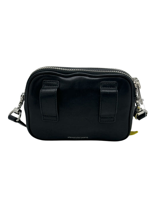Alexander Wang Black & Silver Leather Zippers Rectangle Crossbody Belt Bag Bag Black & Silver / Mini