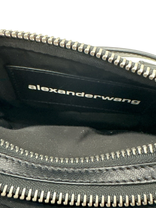 Alexander Wang Black & Silver Leather Zippers Rectangle Crossbody Belt Bag Bag Black & Silver / Mini