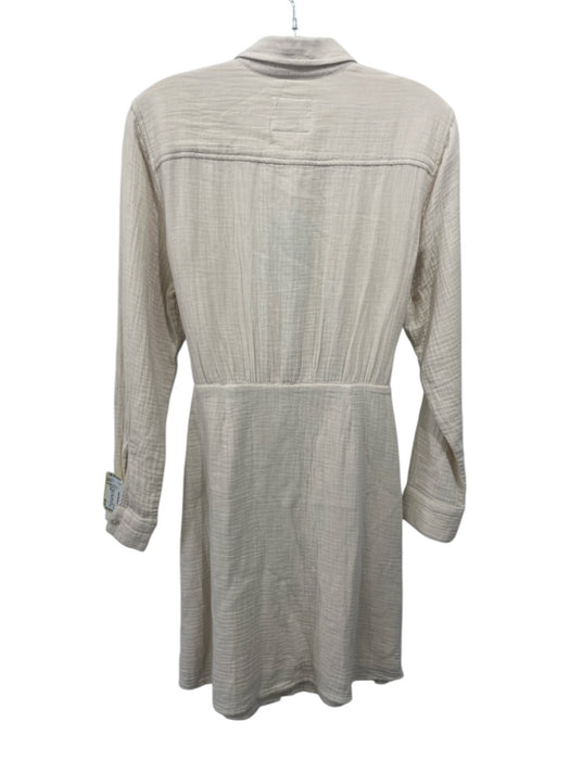 Rails Size S Cream Cotton Gauze Long Sleeve Buttons Waist Tie Dress Cream / S