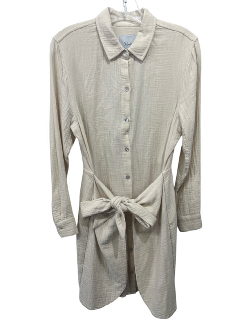 Rails Size S Cream Cotton Gauze Long Sleeve Buttons Waist Tie Dress Cream / S
