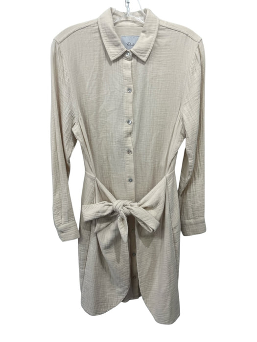 Rails Size S Cream Cotton Gauze Long Sleeve Buttons Waist Tie Dress Cream / S