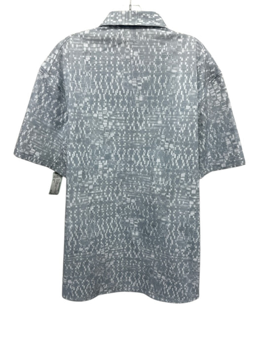 Lululemon Size XL Gray & White Synthetic Abstract Button Up Men's Short Sleeve Gray & White / XL