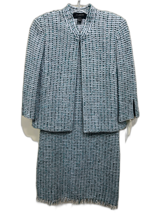 St John Size 4 Blue, Green, White Wool Blend Tweed shift Sleeveless Dress Set Blue, Green, White / 4