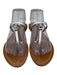 Tory Burch Shoe Size 8 Silver & tan Leather silver tone hardware Logo Sandals Silver & tan / 8
