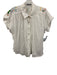 Mother Size XS White Cotton Short Sleeve Embroidered Buttons Collar Top White / XS