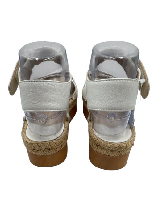 Paloma Barcelo Shoe Size 36 White & Beige Leather Espadrille Platform Sandals White & Beige / 36