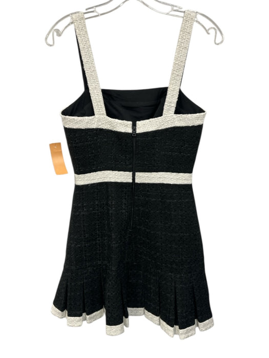 Alice + Olivia Size 0 Black & White Polyester Blend Tweed Pleated Mini Dress Black & White / 0