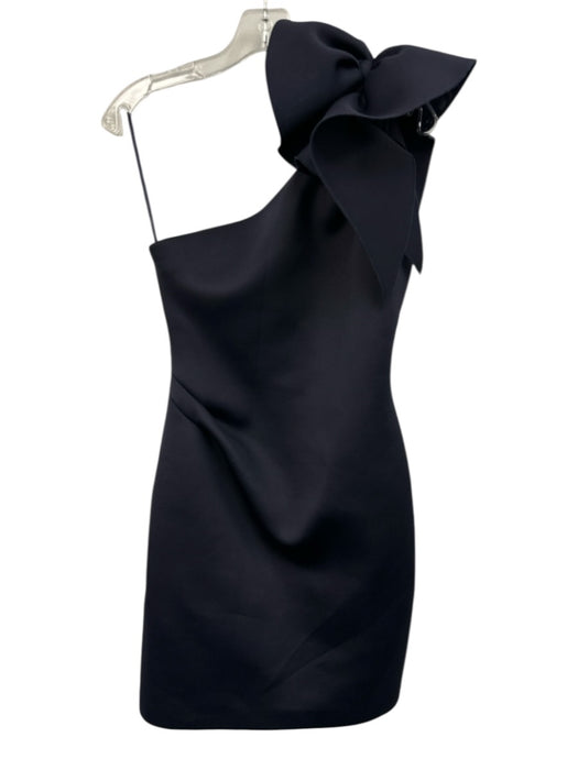 Jovani Size 4 Navy Blue Polyester Scuba One Shoulder Flounce Mini Dress Navy Blue / 4