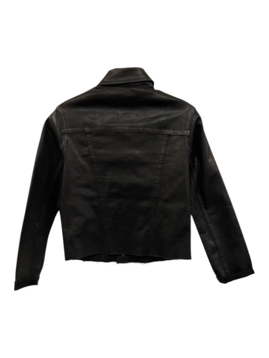 L'agence Size XS Black Cotton Blend Button Down Waxed Denim Long Sleeve Jacket Black / XS