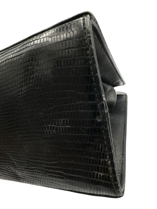 Ferragamo Black Lizard Gold hardware Chain Crossbody Vintage Bag Black / XS
