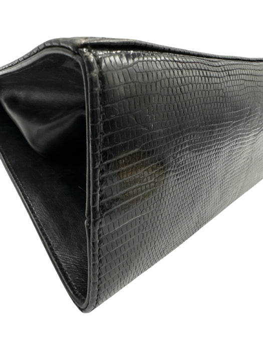 Ferragamo Black Lizard Gold hardware Chain Crossbody Vintage Bag Black / XS