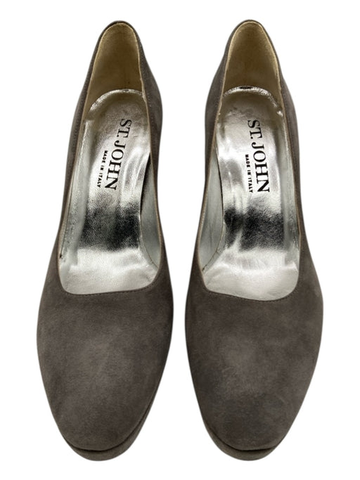 St. John Shoe Size 7 Gray Suede Almond Toe Midi Heel Platform Pumps Gray / 7