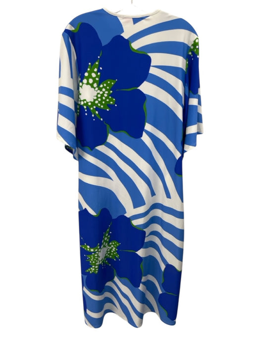Jude Connally Size S Blue & Multi Nylon & Spandex Split V Neck Dress Blue & Multi / S
