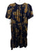 Anthropologie Size M Blue & Multi Viscose & Nylon V Neck Velvet Mini Dress Blue & Multi / M