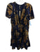 Anthropologie Size M Blue & Multi Viscose & Nylon V Neck Velvet Mini Dress Blue & Multi / M