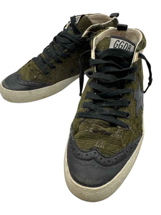 Golden Goose Shoe Size 38 Green & Black Canvas & Leather High Top Sneakers Green & Black / 38