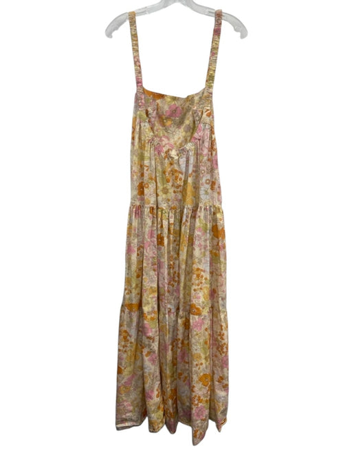Free People Size S Yellow, pink & orange Floral Spaghetti Strap Tiered Dress Yellow, pink & orange / S