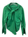 Fabiana Pigna Size XS Green Cotton Long Sleeve seam detail Tie Neck Top Green / XS