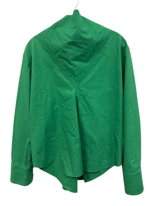 Fabiana Pigna Size XS Green Cotton Long Sleeve seam detail Tie Neck Top Green / XS